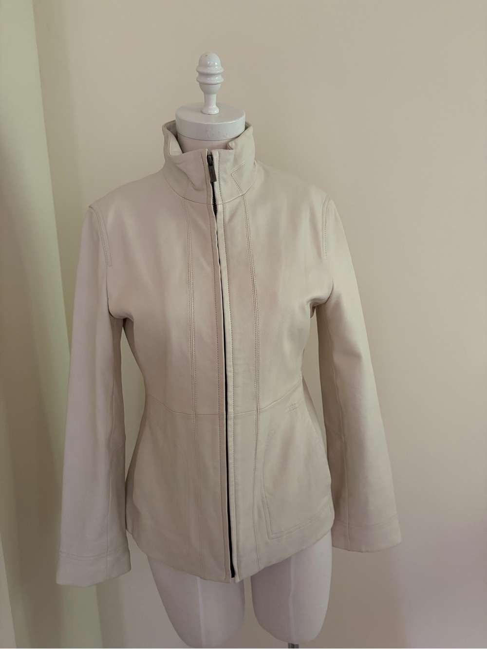 Calvin Klein Ivory Genuine Leather Jacket